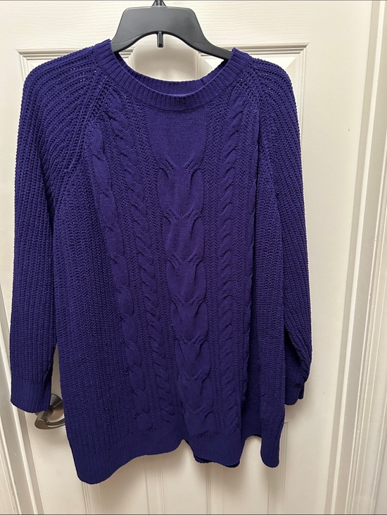 J. Jill Sweaters - J. Jill Deep Purple Chenille Cable Crewneck Sweater
